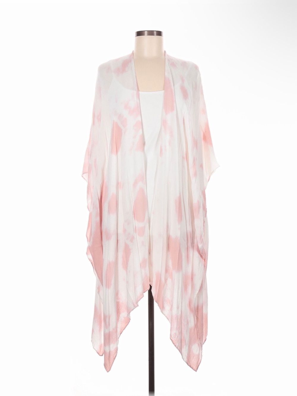 Treasure & Bond Pink & White Tie-Dye Draped Kimono